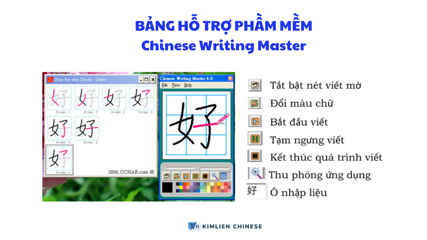 Phần mềm viết chữ Hán Chinese Writing Master CHO MÁY TÍNH - Kim Lien Chinese